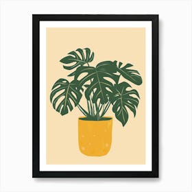 Swiss Cheese Plant Minimalist Illustration 6 Art Print