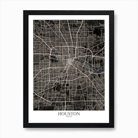 Houston Texas Black Blue Art Print