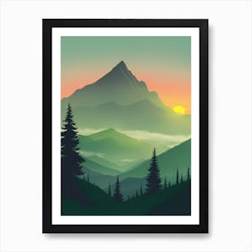 Misty Mountains Vertical Composition In Green Tone 117 Art Print