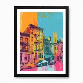 Lower East Side New York Colourful Silkscreen Illustration 4 Art Print
