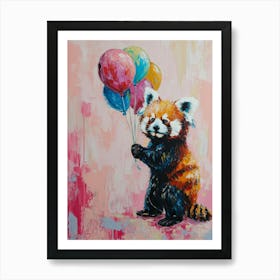 Cute Red Panda 3 With Balloon Art Print