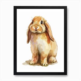 English Lop Rabbit Kids Illustration 2 Art Print