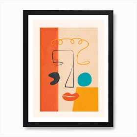 Abstract Face Line Design 05 Art Print