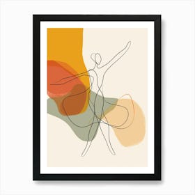 Dancer In Motion Minimalist Line Art Monoline Illustration Art Print