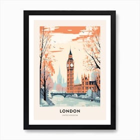 Vintage Winter Travel Poster London United Kingdom 5 Art Print