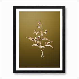 Gold Botanical Blue Spiderwort on Dune Yellow Art Print