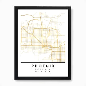 Phoenix Arizona City Street Map Art Print