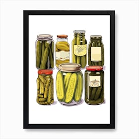Pickles And Pickles Jars Illustration 4 Art Print