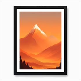 Misty Mountains Vertical Composition In Orange Tone 75 Art Print