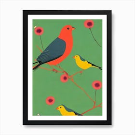 Cowbird Midcentury Illustration Bird Art Print