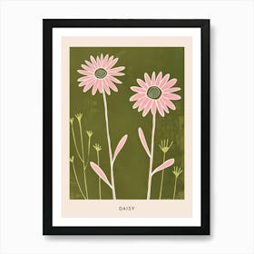 Pink & Green Daisy 1 Flower Poster Art Print