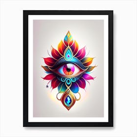 The Ajna Chakra, Symbol, Third Eye Tattoo 1 Art Print