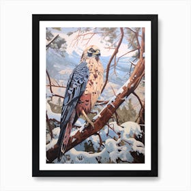 Winter Falcon 4 Illustration Art Print