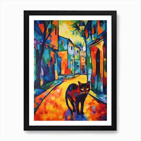 Painting Of Havana With A Cat In The Style Of Fauvism 1 Art Print