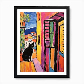 Painting Of A Cat In Spoleto Italy 3 Art Print