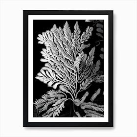 White Pine Leaf Linocut Art Print