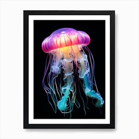 Moon Jellyfish Neon Illustration 2 Art Print