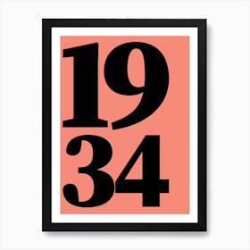 1934 Typography Date Year Word Art Print