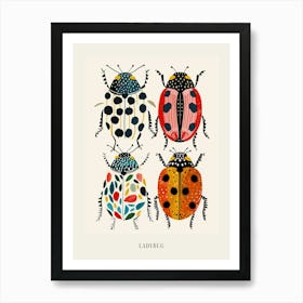 Colourful Insect Illustration Ladybug 4 Poster Art Print