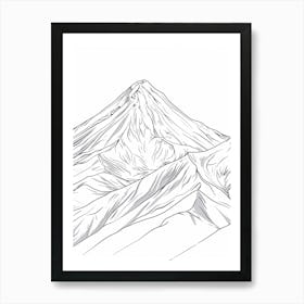 Mount Elbrus Russia Line Drawing 8 Art Print