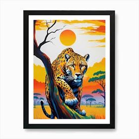 Leopard In The Sunset Art Print