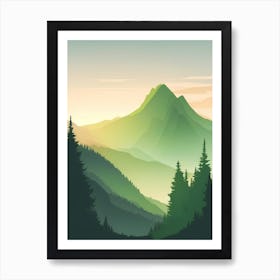 Misty Mountains Vertical Composition In Green Tone 133 Art Print