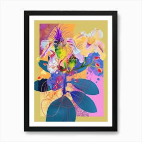 Peacock Flower (Caesalpinia) 1 Neon Flower Collage Art Print