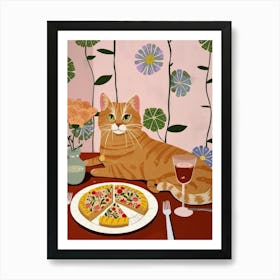 Cat And Pizza 3 Art Print