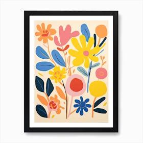 Whimsical Petal Waltz; Matisse Style Flower Market Art Print