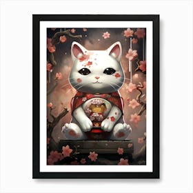 Maneki Neko Lucky Cat Japanese 6 Art Print