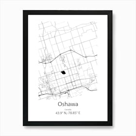 Oshawa,Canada Minimalist Map Art Print