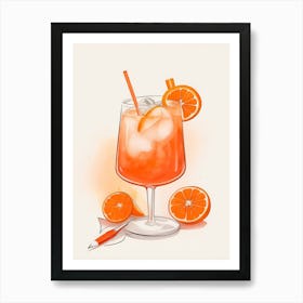 Aperol With Ice And Orange Watercolor Vertical Composition 7 Art Print