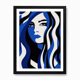 Blue Haired Woman Art Print