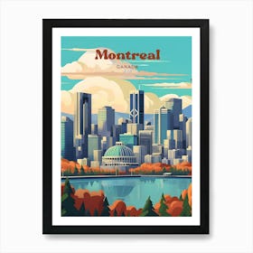 Montreal Canada Autumn Travel Illustration Art Print