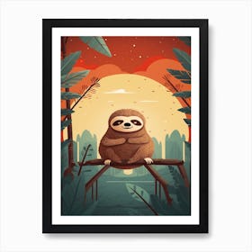 Cute Baby Sloth Scandinavian Style Illustration 6 Art Print