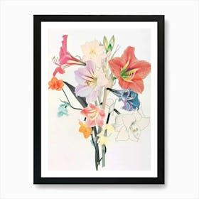 Amaryllis 3 Collage Flower Bouquet Art Print