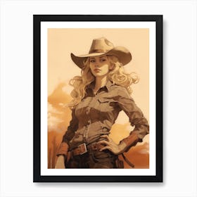Vintage Style Cowgirl 3 Art Print