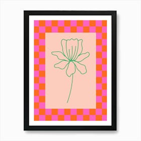 Modern Checkered Flower Poster Pink & Green 8 Poster