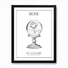 Rose In A Globe Line Drawing 2 Poster Art Print