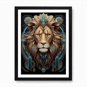 Lion Art Painting  Art Deco 3 Art Print