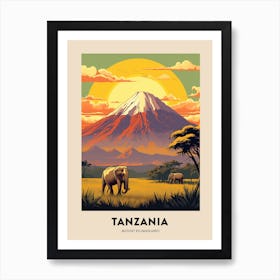 Mount Kilimanjaro Tanzania 2 Vintage Hiking Travel Poster Art Print