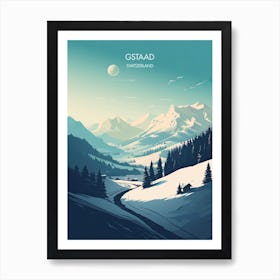 Poster Of Gstaad   Switzerland, Ski Resort Illustration 3 Art Print