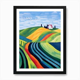 Vineyards Watercolor Painting Art Print