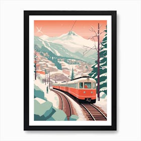 Vintage Winter Travel Illustration Hakone Japan 1 Art Print