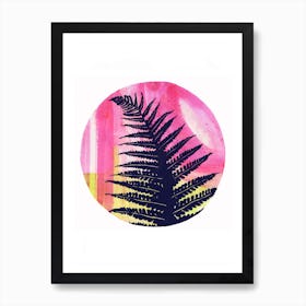 Fern On Pink And Lime Art Print