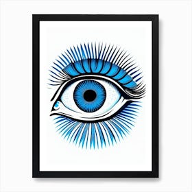 Psychedelic Eye, Symbol, Third Eye Blue & White 2 Art Print