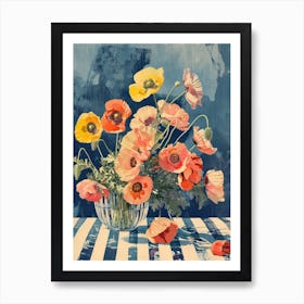 Poppy Flowers On A Table   Contemporary Illustration 1 Art Print