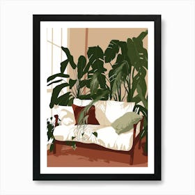 Living Room With Plants 1 Art Print