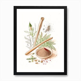 Mace Spices And Herbs Pencil Illustration 3 Art Print