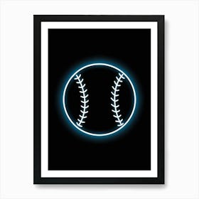 Neon Baseball Ball Art Print